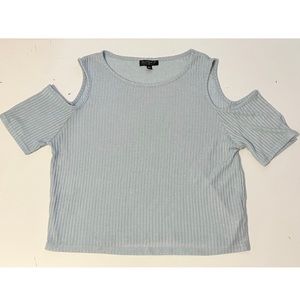 Topshop Light Blue Shoulder Cut-out Top